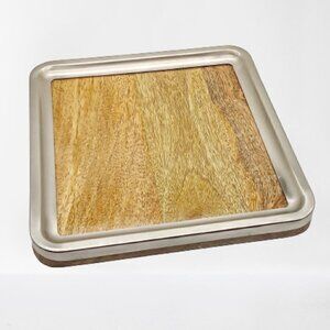 MCM Square Natural Wood Grain Stainless Steel Tray